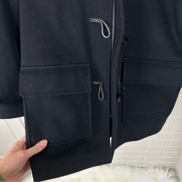 Lands’ End Navy 100% Wool Toggle Coat Size M 10-12 - Picture 6 of 16